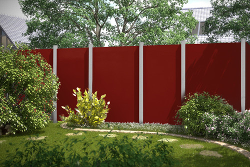SYSTEM HPL Lichtgrau mit Klemmpfosten Anthrazit SYSTEM HPL Rot mit Klemmpfosten Silber