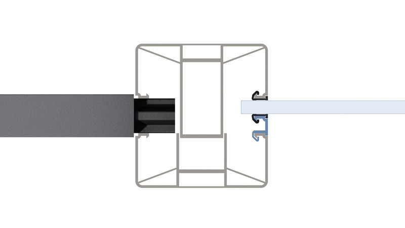 SYSTEM Klemmpfosten zur sicheren Kombination von Glas-, Keramik-, Aluminium-, Holz- und WPC-Sichtschutzelementen