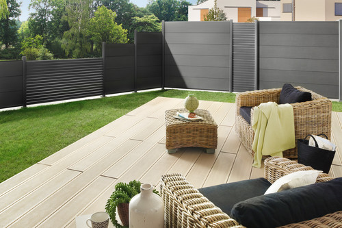 SYSTEM WPC XL Anthrazit mit RHOMBUS kombiniert SYSTEM WPC XL Anthrazit mit RHOMBUS kombiniert