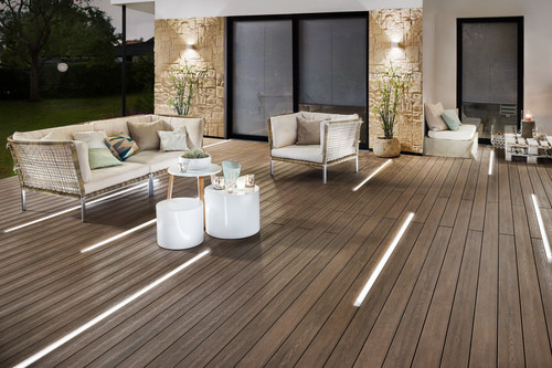 DREAMDECK WPC BICOLOR Mandel mit LED Lichtleisten DREAMDECK WPC BICOLOR Mandel mit LED Lichtleisten