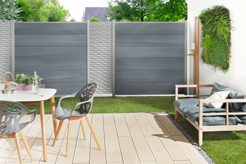 SYSTEM WPC PLATINUM XL Grau mit FLOW Silber kombiniert SYSTEM WPC PLATINUM XL Grau mit FLOW Silber kombiniert