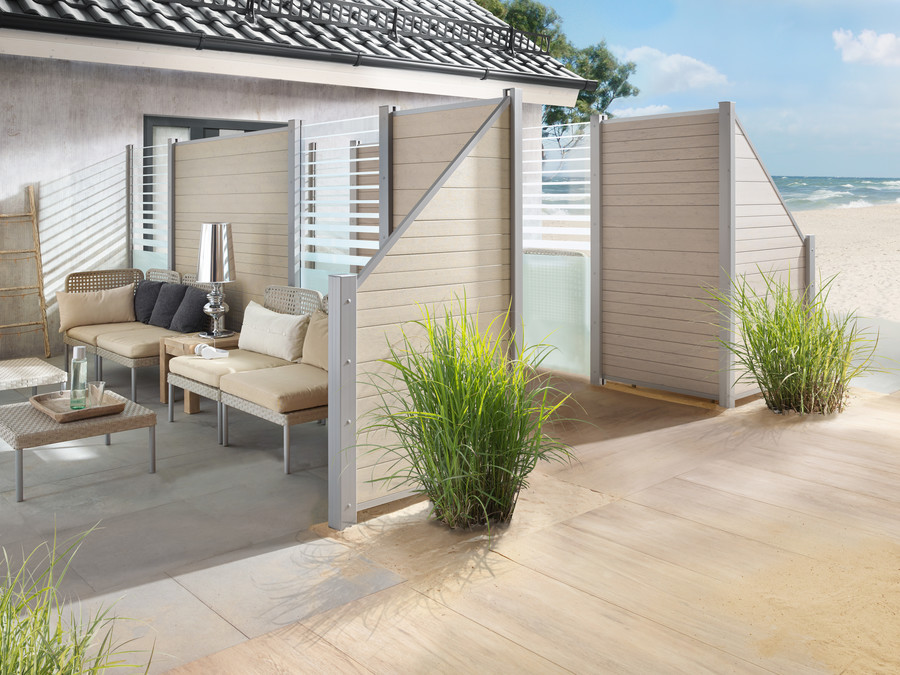 SYSTEM Kombination WPC CLASSIC Sand und GLAS Beta