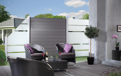 SYSTEM WPC Anthrazit mit Elementen SYSTEM GLAS ALPHA SYSTEM WPC Anthrazit mit Elementen SYSTEM GLAS ALPHA