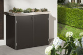 BINTO Müllbox HPL Schiefer mit Edelstahl-Pflanzschalen BINTO Müllbox HPL Schiefer mit Edelstahl-Pflanzschalen