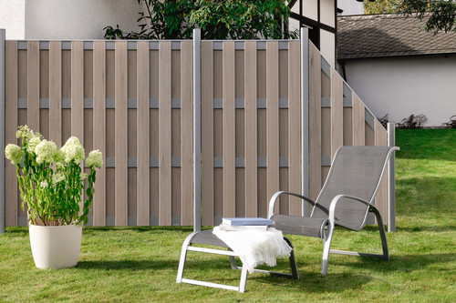 JUMBO WPC Sand Alu mit Metallpfosten Silber JUMBO WPC Sand Alu mit Metallpfosten Silber
