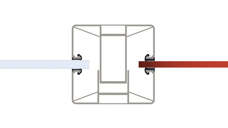 SYSTEM Klemmpfosten für die Kombination von Glas- und Keramikelementen im modularen SYSTEM Zaun
