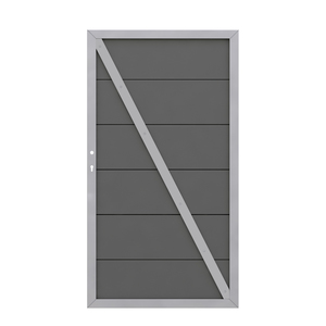 Tor DIN Rechts für DESIGN WPC Anthrazit Sichtschutz Rückseite mit Diagonalstrebe