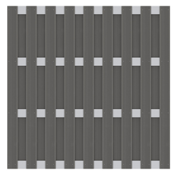 WPC Sichtschutzelement in Anthrazit mit Querriegeln aus Aluminium - Zaunserie: JUMBO WPC von TraumGarten - Maße: 179x179 cm - Vorderansicht