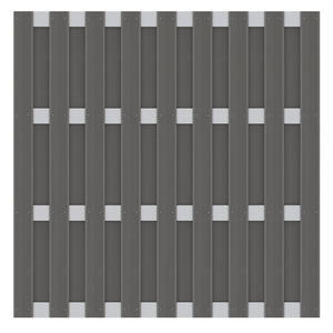 WPC Sichtschutzelement in Anthrazit mit Querriegeln aus Aluminium - Zaunserie: JUMBO WPC von TraumGarten - Maße: 179x179 cm - Vorderansicht