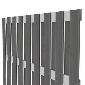 WPC Sichtschutzelement in Anthrazit mit Querriegeln aus Aluminium - Zaunserie: JUMBO WPC von TraumGarten - Maße: 179x179 cm - Schrägansicht