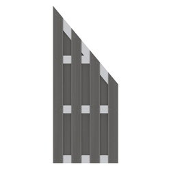 WPC Anschlusselement in Anthrazit mit Querriegeln aus Aluminium - Zaunserie: JUMBO WPC von TraumGarten - Maße: 74x179 auf 90 cm - Vorderansicht