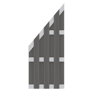 WPC Anschlusselement in Anthrazit mit Querriegeln aus Aluminium - Zaunserie: JUMBO WPC von TraumGarten - Maße: 74x179 auf 90 cm -  Rückansicht