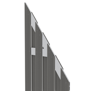 WPC Anschlusselement in Anthrazit mit Querriegeln aus Aluminium - Zaunserie: JUMBO WPC von TraumGarten - Maße: 74x179 auf 90 cm - Schrägansicht