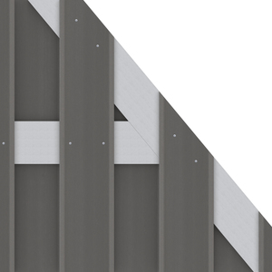 WPC Anschlusselement in Anthrazit mit Querriegeln aus Aluminium - Zaunserie: JUMBO WPC von TraumGarten - Maße: 74x179 auf 90 cm - Detailansicht