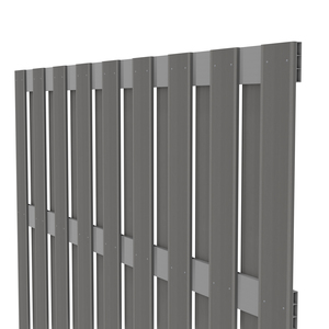 WPC Sichtschutzelement von TraumGarten in Anthrazit mit Alu-Querriegeln in Anthrazit - JUMBO WPC 179x179 cm Schrägansicht