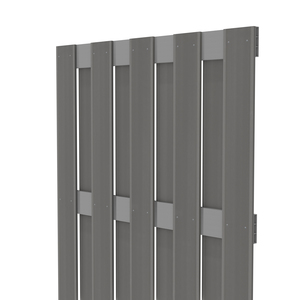 WPC Sichtschutzelement von TraumGarten in Anthrazit mit Alu-Querriegeln in Anthrazit - JUMBO WPC 95x179 cm Schrägansicht