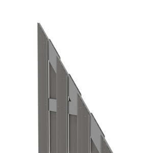 WPC Anschlusselement von TraumGarten in Anthrazit mit Alu-Querriegeln in Anthrazit - JUMBO WPC 74x179 auf 90 cm Schrägansicht