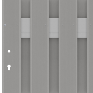 Graues WPC-Tor mit Alu-Querriegeln in Grau für Sichtschutzzaun JUMBO WPC von TraumGarten Detailansicht