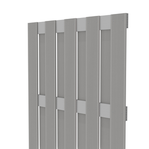 Graues WPC Sichtschutzelement von TraumGarten mit Alu-Querriegeln in Grau - JUMBO WPC 95x179 cm Schrägansicht