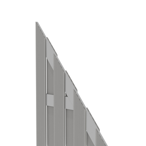 Graues WPC Anschlusselement von TraumGarten mit Alu-Querriegeln in Grau - JUMBO WPC 74x179 auf 90 cm Schrägansicht