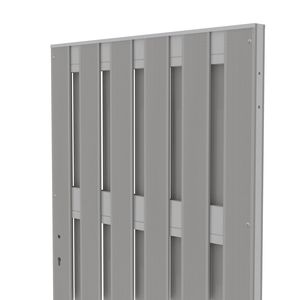 2887 JUMBO WPC ALU Grau/Grau Tor 98x179 cm Schrägansicht Graues WPC-Tor mit Alu-Querriegeln in Grau für Sichtschutzzaun JUMBO WPC von TraumGarten Schrägansicht