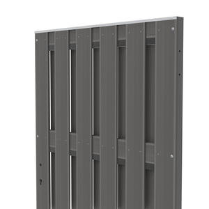 2088 JUMBO WPC Anthrazit Tor 98x179 cm Schrägansicht WPC-Tor in Anthrazit für Sichtschutzzaun JUMBO WPC von TraumGarten Schrägansicht
