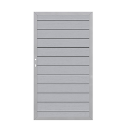2578 SYSTEM WPC CLASSIC Grau Tor DIN Links Vorderansicht Graues WPC CLASSIC Standardtor DIN Links für SYSTEM Sichtschutzzaun Vorderansicht