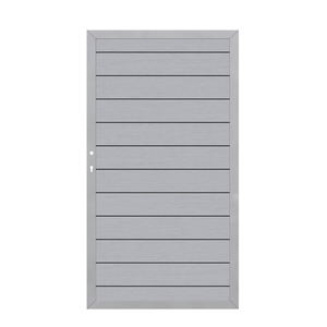2578 SYSTEM WPC CLASSIC Grau Tor DIN Links Vorderansicht Graues WPC CLASSIC Standardtor DIN Links für SYSTEM Sichtschutzzaun Vorderansicht