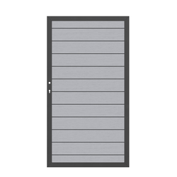 2580 SYSTEM WPC CLASSIC Grau Tor DIN Links Vorderansicht Graues WPC CLASSIC Standardtor DIN Links für SYSTEM Sichtschutzzaun Vorderansicht