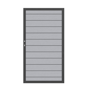 2580 SYSTEM WPC CLASSIC Grau Tor DIN Links Vorderansicht Graues WPC CLASSIC Standardtor DIN Links für SYSTEM Sichtschutzzaun Vorderansicht