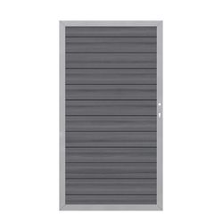 2612 SYSTEM WPC PLATINUM Grau Tor DIN Rechts Vorderansicht Graues WPC PLATINUM Standardtor DIN Rechts für SYSTEM Sichtschutzzaun Vorderansicht