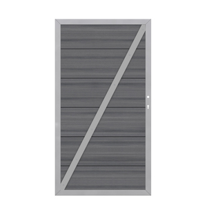 2631 SYSTEM WPC PLATINUM XL Tor Grau DIN Links Rückansicht WPC Standardtor DIN Links Grau/Silber für SYSTEM Sichtschutzzaun Rückansicht